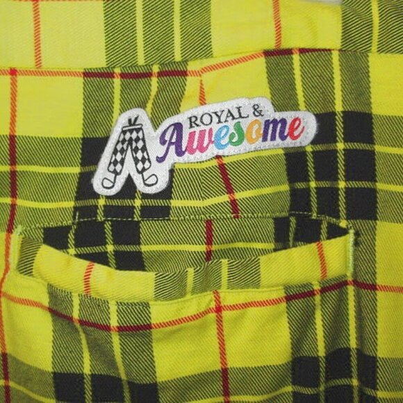 Royal & Awesome Golf Shorts Mens Size 44 Stretch Plaid Loud MacLeod Preppy 10" - Picture 8 of 10